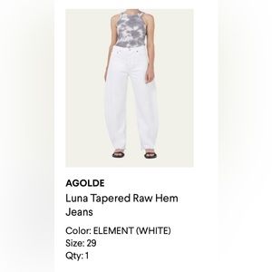 AGOLDE  Luna tapered Jean size 29